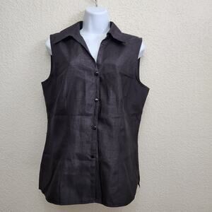 Sag Harbor Dress Black Sleeveless  Button Up Collard Top 14 Lightweight Soft
